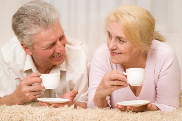 Porträt eines glücklich lächelnden älteren Ehepaares lizenzfreie Stockfotos