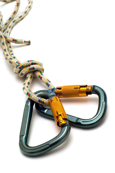 Isolated two alpinism carabiners — Stock Photo, Image