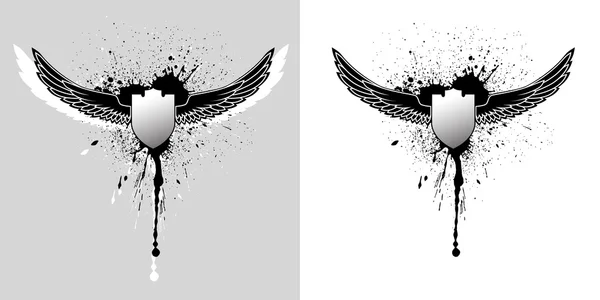 Grunge asas e escudo ilustração — Fotografia de Stock