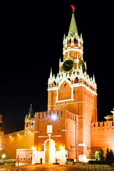 Spasskaya tornet på natten — Stockfoto