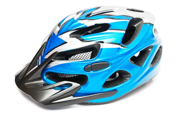 Blauwe fiets helm — Stockfoto