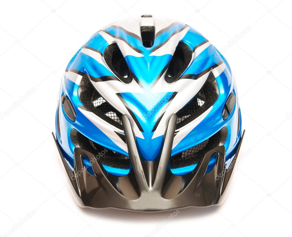 Blue bicycle helmet