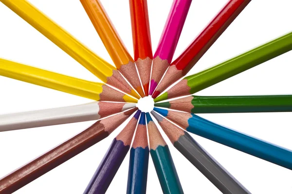 Colored pencils - isolated on the white background — Stock Photo, Image