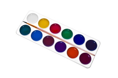 Water-colors paints and paintbrush clipart