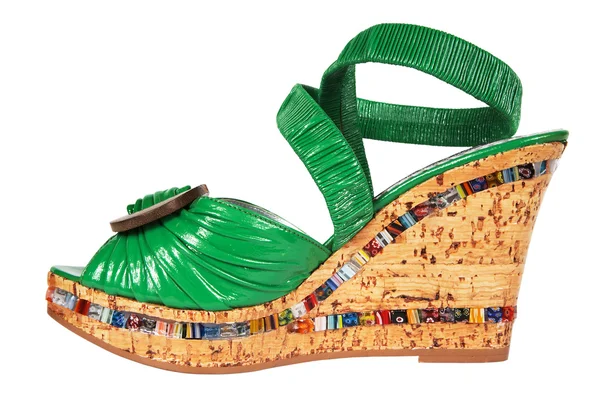Kvinnliga gröna skor — Stockfoto