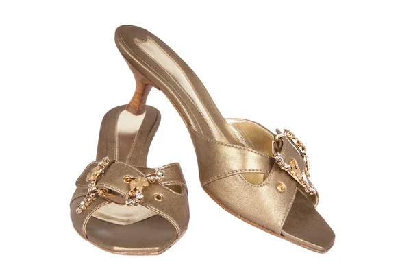 Schuhe von goldener Farbe — Stockfoto
