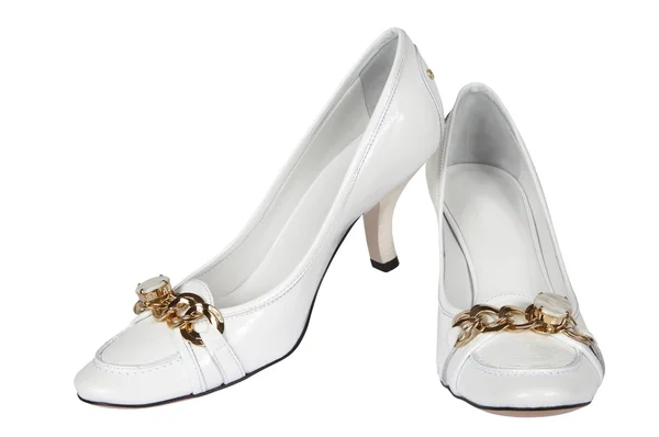 Bílé ženy boty — Stock fotografie