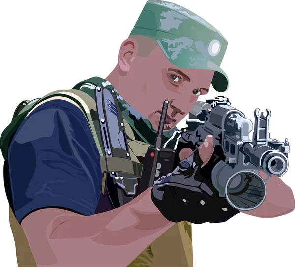 En soldat med en pistol — Stockfoto