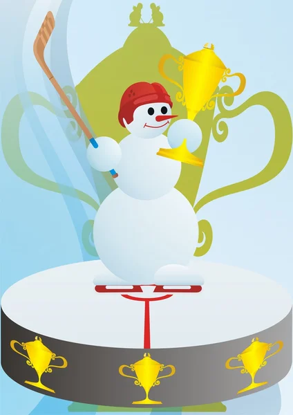 Сніговик з чашкою — стокове фото