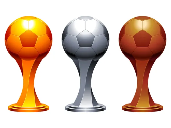 Voetbal trofee cups. — Stockvector
