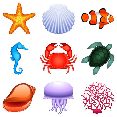 Sea animals. clipart