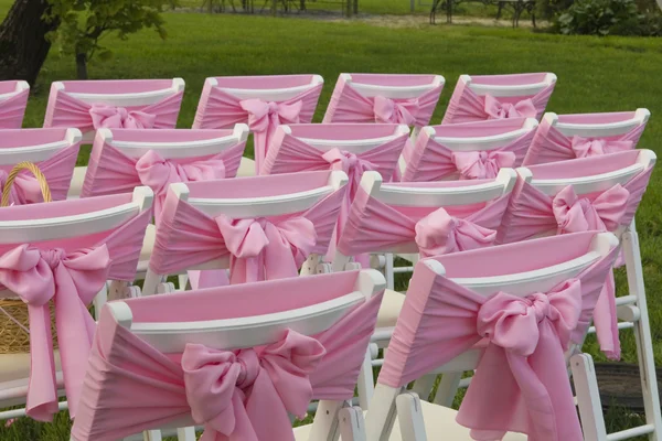Židle s růžovými luky — Stock fotografie