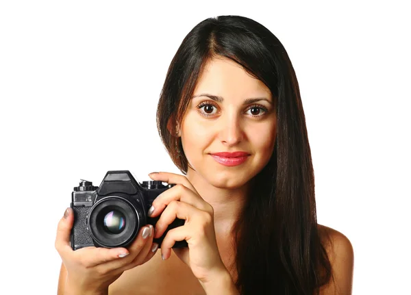 Seksowny brunetka twarz — Zdjęcie stockowe