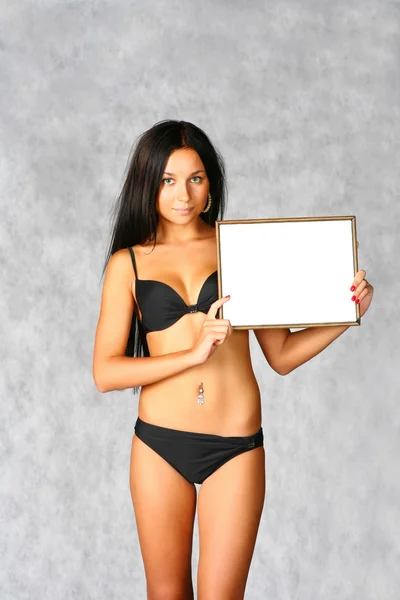 Bikini sexy brunette — Stock Photo, Image