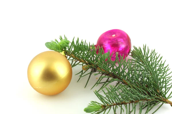 Firry twig and toys (color spheres). — Stock Photo, Image
