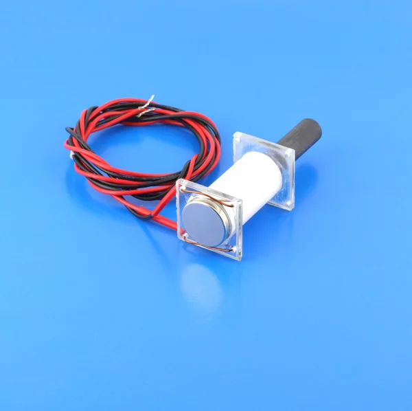 Ultrasonic transducer on the blue background — Stock Photo, Image