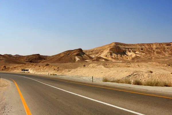 砂漠の道路は ストック写真