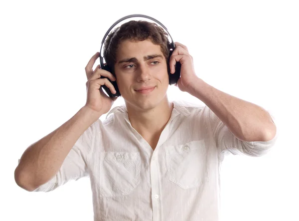 Νεαρός άνδρας με ακουστικά — Φωτογραφία Αρχείου