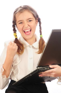 Schoolgirl exclaims about the success clipart