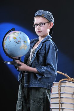 Boy and globe clipart