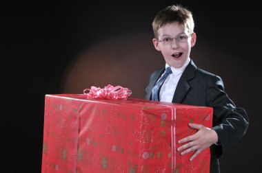 Boy and gift clipart