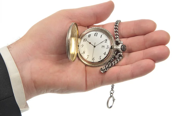 Reloj de bolsillo en la palma —  Fotos de Stock