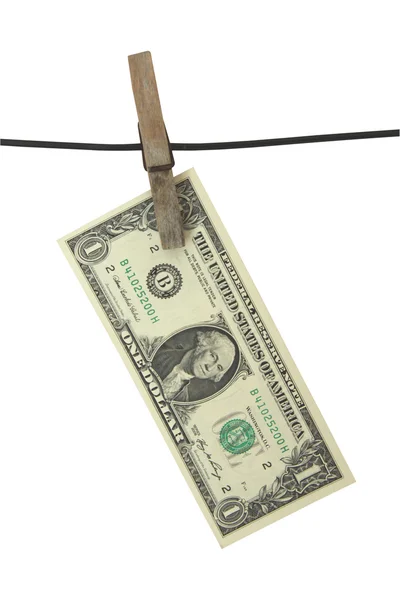 Dollar hangen op kleren-peg — Stockfoto