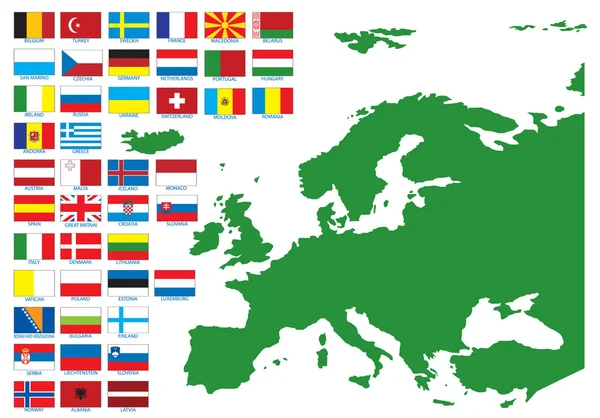 Lijst van vlaggen van Europa — Stockvector