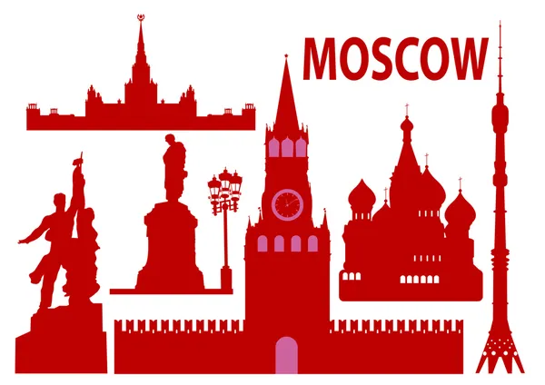 Moscou skyline e simbols — Vetor de Stock