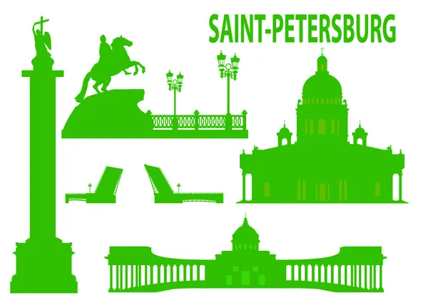 Skyline von Sankt Petersburg und Symbole — Stockvektor