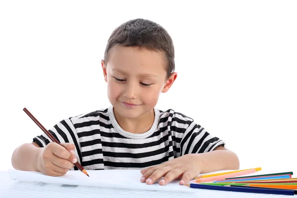Izole üzerinde beyaz çizim çocuk — Stok fotoğraf