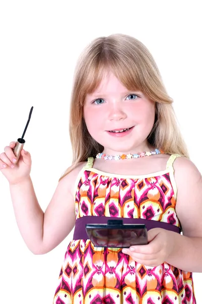 Kleines Mädchen mit flüssiger Wimperntusche — Stockfoto