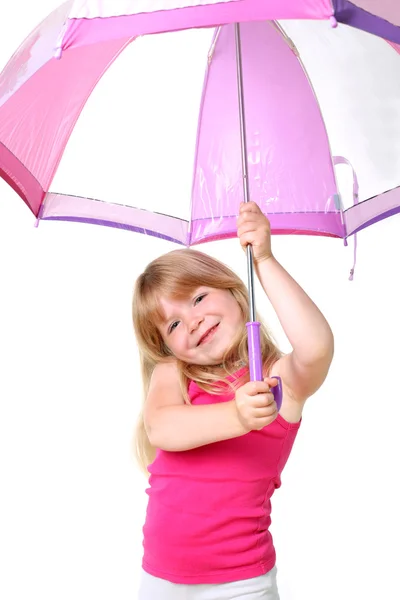 Petite fille sous parapluie — Photo