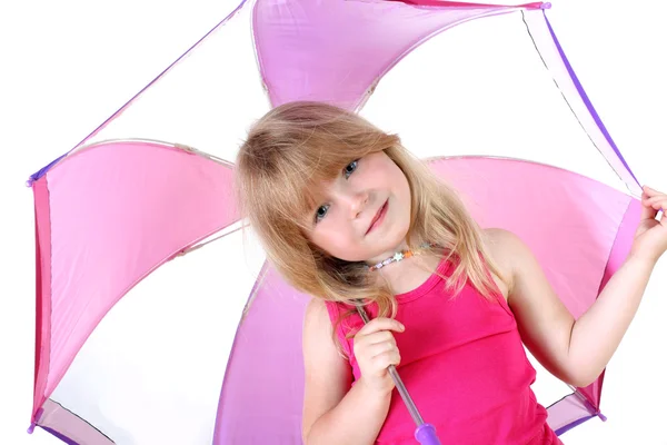 Small girl under umbrella — Stock Photo, Image