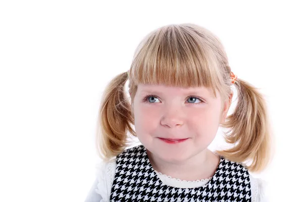 Маленька дівчинка ізольована на білому — стокове фото