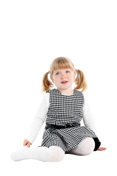 Adorabile bambina isolata su bianco — Foto Stock