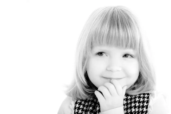Sorrindo menina isolada no branco — Fotografia de Stock
