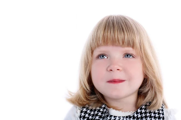 Усміхнена дівчина ізольована на білому — стокове фото