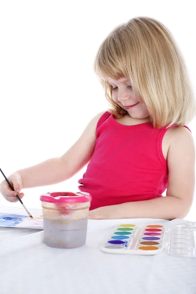 Κορίτσι με το χρώμα, εκτός από τον πίνακα — Φωτογραφία Αρχείου