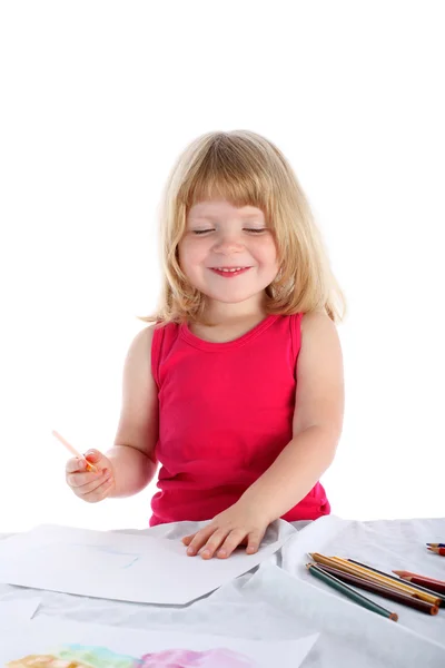 Girl draw a picture — Stock Photo, Image