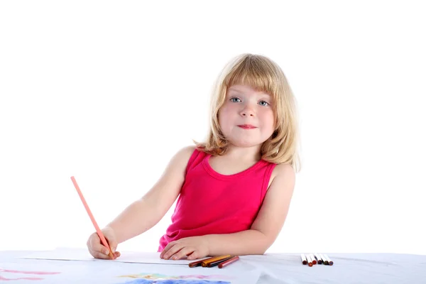 Mädchen zeichnen ein Bild — Stockfoto