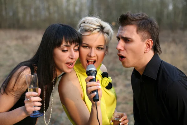 Трио певцов — стоковое фото