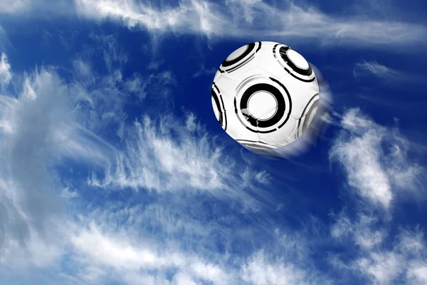 Pelota de fútbol en el cielo azul —  Fotos de Stock