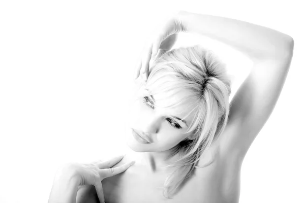 Blonde isolated on white ( hi-key) — Stock Photo, Image