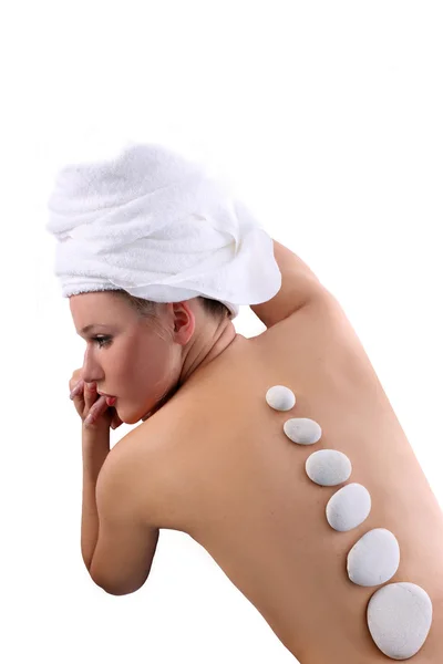 stock image Blonde with spa stones