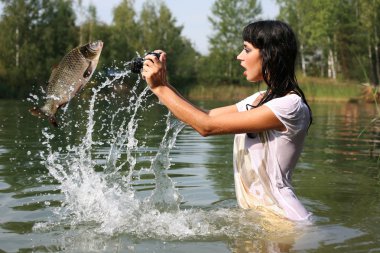 Photographer in water clipart