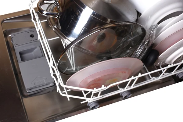 Máquina de lavar louça com pratos — Fotografia de Stock