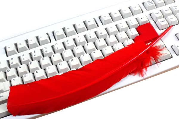 Клавиатура с перьевой ручкой — стоковое фото