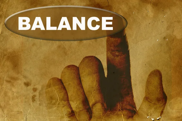 Hand and word of BALANCE — Stock Photo, Image