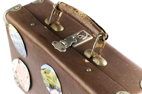 Staré hnědé kufr pro cestování — Stock fotografie